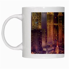 City Lights Skyline Buildings White Mugs by Wegoenart