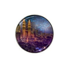 City Lights Skyline Buildings Hat Clip Ball Marker by Wegoenart