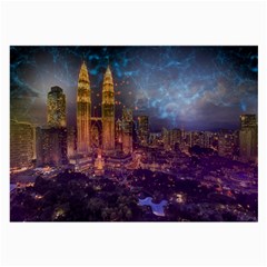 City Lights Skyline Buildings Large Glasses Cloth by Wegoenart