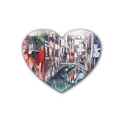 Venice Water Laguna Italy Heart Coaster (4 Pack)  by Wegoenart