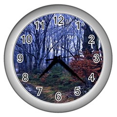 Forest Beeches Way Winter Snow Wall Clock (silver) by Wegoenart