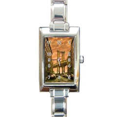 Architecture Buildings City Bridge Rectangle Italian Charm Watch by Wegoenart