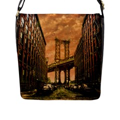 Architecture Buildings City Bridge Flap Closure Messenger Bag (l) by Wegoenart