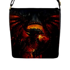 Dragon Fire Fantasy Art Flap Closure Messenger Bag (L)