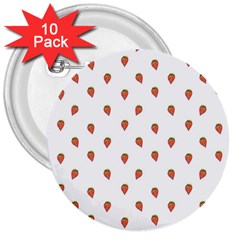 Cartoon Style Strawberry Pattern 3  Buttons (10 Pack)  by dflcprintsclothing