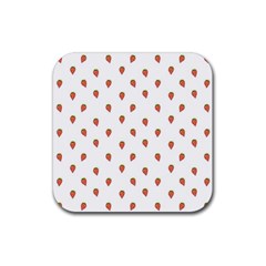 Cartoon Style Strawberry Pattern Rubber Coaster (square)  by dflcprintsclothing
