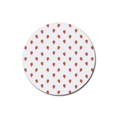 Cartoon Style Strawberry Pattern Rubber Coaster (round)  by dflcprintsclothing