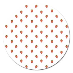 Cartoon Style Strawberry Pattern Magnet 5  (round) by dflcprintsclothing