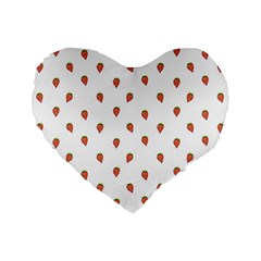 Cartoon Style Strawberry Pattern Standard 16  Premium Flano Heart Shape Cushions by dflcprintsclothing