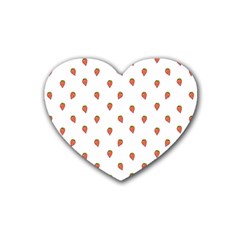 Cartoon Style Strawberry Pattern Rubber Coaster (heart)  by dflcprintsclothing