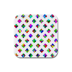 Rainbow Lattice Rubber Square Coaster (4 Pack)  by Mariart