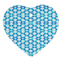 Fabric Geometric Aqua Crescents Ornament (Heart)