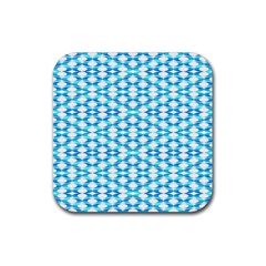 Fabric Geometric Aqua Crescents Rubber Coaster (Square) 