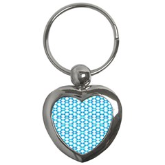 Fabric Geometric Aqua Crescents Key Chain (Heart)