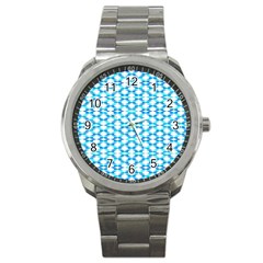 Fabric Geometric Aqua Crescents Sport Metal Watch