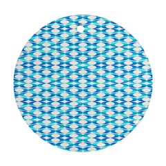 Fabric Geometric Aqua Crescents Round Ornament (Two Sides)