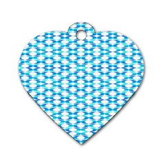 Fabric Geometric Aqua Crescents Dog Tag Heart (One Side)