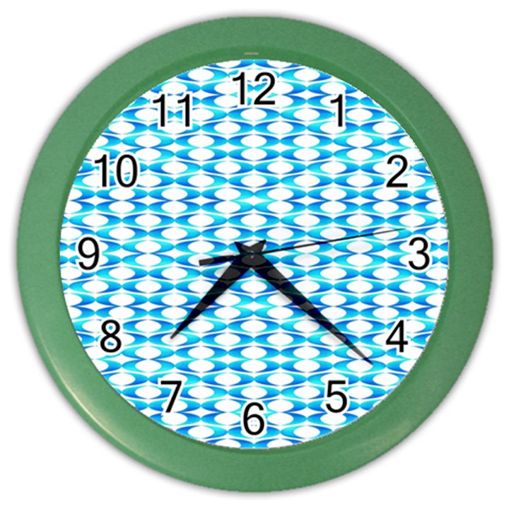 Fabric Geometric Aqua Crescents Color Wall Clock