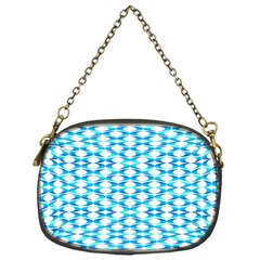 Fabric Geometric Aqua Crescents Chain Purse (One Side)