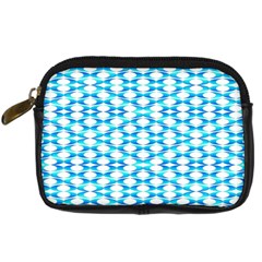 Fabric Geometric Aqua Crescents Digital Camera Leather Case