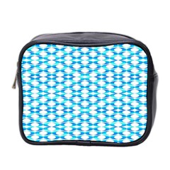 Fabric Geometric Aqua Crescents Mini Toiletries Bag (Two Sides)