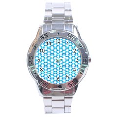 Fabric Geometric Aqua Crescents Stainless Steel Analogue Watch