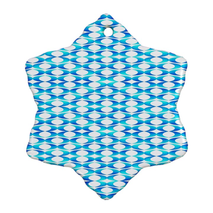 Fabric Geometric Aqua Crescents Snowflake Ornament (Two Sides)