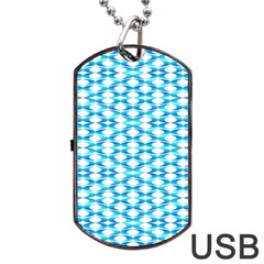 Fabric Geometric Aqua Crescents Dog Tag USB Flash (Two Sides)