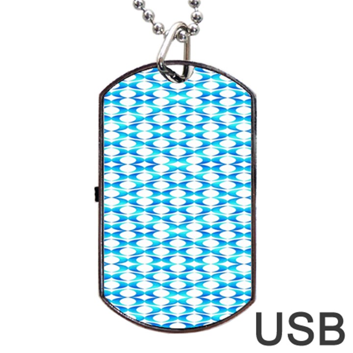 Fabric Geometric Aqua Crescents Dog Tag USB Flash (Two Sides)