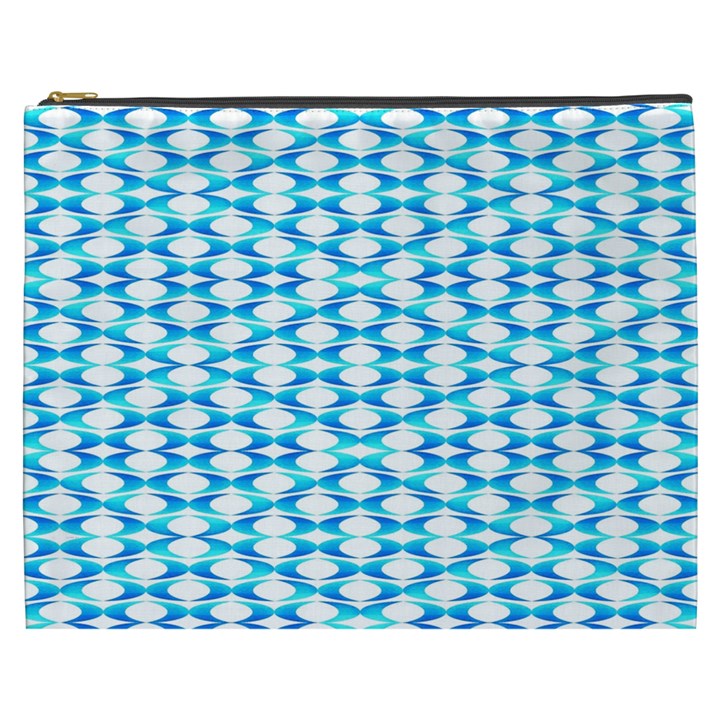 Fabric Geometric Aqua Crescents Cosmetic Bag (XXXL)