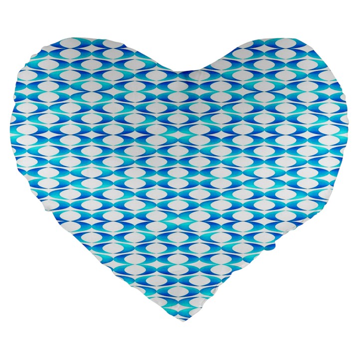 Fabric Geometric Aqua Crescents Large 19  Premium Heart Shape Cushions