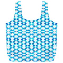 Fabric Geometric Aqua Crescents Full Print Recycle Bag (XL)