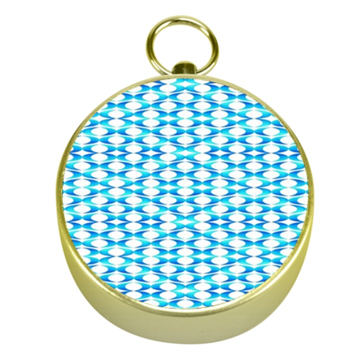 Fabric Geometric Aqua Crescents Gold Compasses