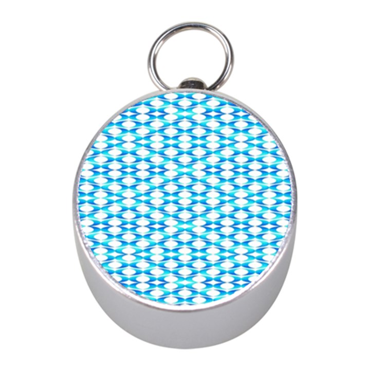 Fabric Geometric Aqua Crescents Mini Silver Compasses