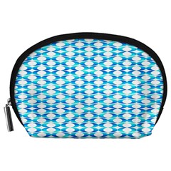 Fabric Geometric Aqua Crescents Accessory Pouch (Large)