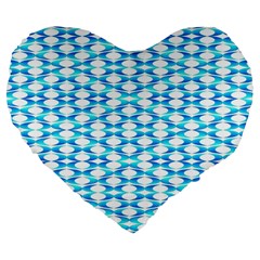 Fabric Geometric Aqua Crescents Large 19  Premium Flano Heart Shape Cushions