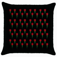 Red Water Color Rose On Black Throw Pillow Case (black) by snowwhitegirl