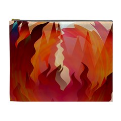 Fire Abstract Cartoon Red Hot Cosmetic Bag (xl) by Wegoenart