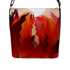 Fire Abstract Cartoon Red Hot Flap Closure Messenger Bag (l) by Wegoenart