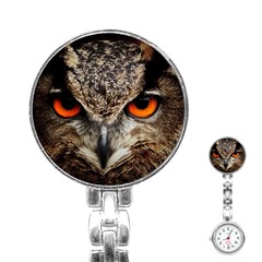 Owl Bird Eyes Eagle Owl Birds Stainless Steel Nurses Watch by Wegoenart