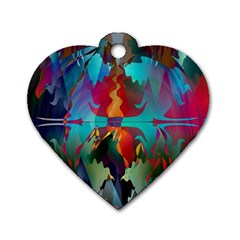 Background Sci Fi Fantasy Colorful Dog Tag Heart (two Sides) by Wegoenart