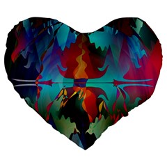 Background Sci Fi Fantasy Colorful Large 19  Premium Heart Shape Cushions by Wegoenart