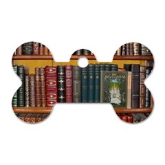 Books Library Bookshelf Bookshop Dog Tag Bone (one Side) by Wegoenart