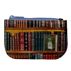 Books Library Bookshelf Bookshop Large Coin Purse by Wegoenart