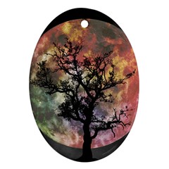 Full Moon Silhouette Tree Night Ornament (Oval)