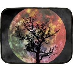 Full Moon Silhouette Tree Night Double Sided Fleece Blanket (Mini) 