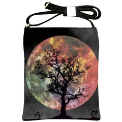 Full Moon Silhouette Tree Night Shoulder Sling Bag