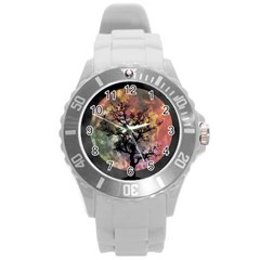 Full Moon Silhouette Tree Night Round Plastic Sport Watch (L)