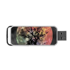 Full Moon Silhouette Tree Night Portable USB Flash (One Side)