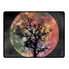 Full Moon Silhouette Tree Night Double Sided Fleece Blanket (Small) 